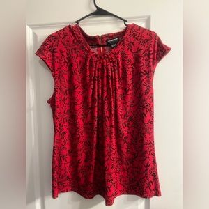 Liz Claiborne short sleeved shirt.  Red with black designs.